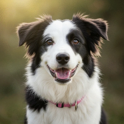 Happy groomed puppy with shiny coat